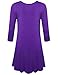 BELAROI Women's Plus Size Dress Fall Casual Swing 3/4 Sleeve T Shirt Loose Tunic Dress (2X, Deep Purple)