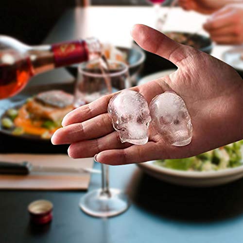 jiuzcare 3D Schädel Eiswürfelform Tablett Eiswürfelschalen Schwarzes Eiswürfelform Silikon 4-in-1 Ice Cube Tray Silikon… – Bild 7