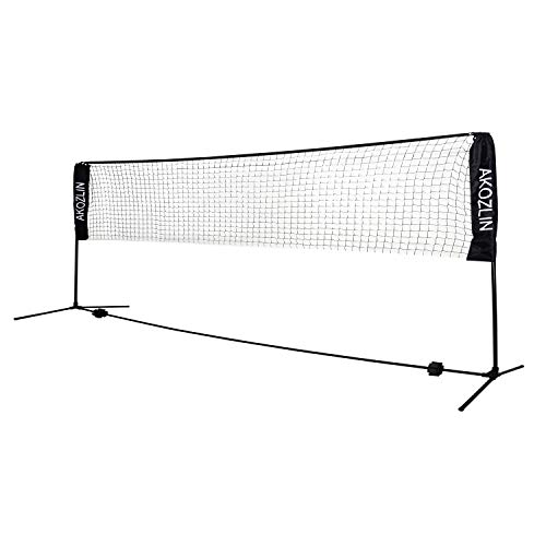 image for AKOZLIN Portable Adjust Height 2.8-5ft Tennis Badminton Net Set - Net 