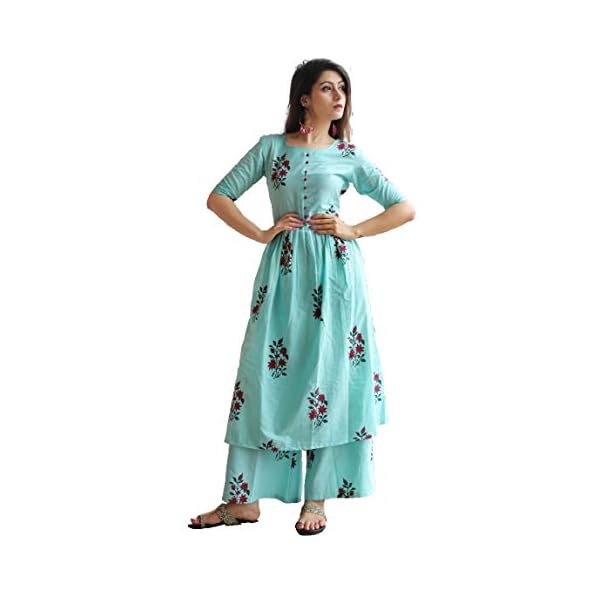 GoSriKi-Womens-Pure-Cotton-Printed-Kurta-Plazzo-Set