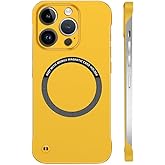 Doulings Frameless Magnetic Series Designed for iPhone 14 Case[Compatible with MagSafe] Borderless Ultra Thin Slim Fit,Lightweight Minimalist Hard PC Yet Protective Shockproof Cover,Yellow
