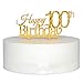 INNORU Happy 100th Birthday Cake Topper - Gold Acrylic 100th Birthday Anniversary Party Decoration Supplies