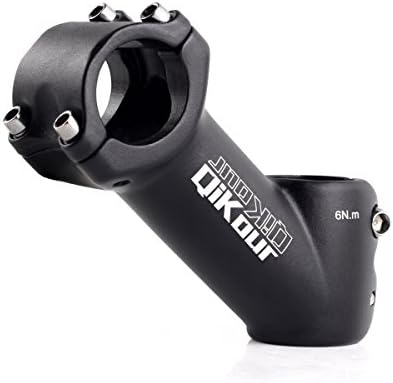 Qikour Bike Handlebar Stem45 Degree, Outdoor Sports Cycling Components Bicycle Stem for BMX MTB Road Bike Mountain Bike, Aluminum Alloy, 1.25in Black Bike Stem