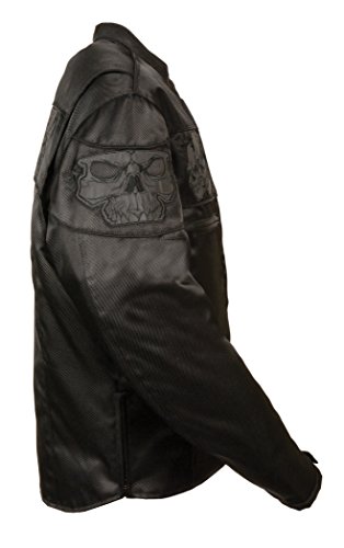 Milwaukee Men's Scooter Jacket with Reflective Skull On Pocket (Black, Medium)