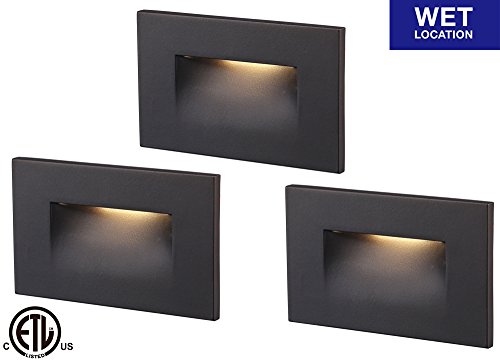 Cloudy Bay LED Step Light,3-Pack,3000K Warm White 3W 100lm,Indoor/Outdoor Stair Light,Oil Rubbed Bronze