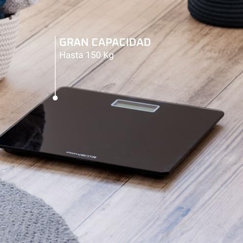 Rowenta bs1400 premiss - balança de banheiro com display lcd, design fino, 2cm de altura, até 150kg e precisão de 100g, liga e desliga automática, preto