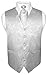 Vesuvio Napoli Men's Paisley Design Dress Vest & NeckTie SILVER GREY Color Neck Tie Set sz Med
