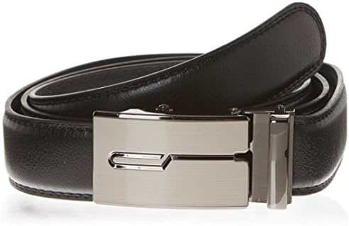 West Leathers Men's Leather Ratchet Dress Belt with Automatic Buckle
