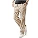HOEREV Men Casual Beach Trousers linen  Summer Pants, Beige, X-Large