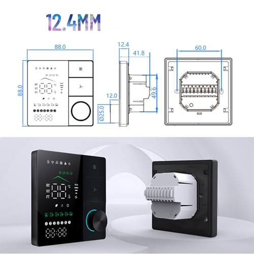 ALISMAEEL WiFi Smart Thermostat Air Conditioner Temperature Controller 2 Pipe for Home, HVAC Fan Coil Thermostat Smart Temperature Controller App and Voice Control