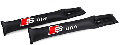 Set of 2 Car Seat Gap Filler with PU Leather, Machine Embroidery S line Logo - Gap fillers Soft Pad Cover For Audi A4 A1 A3 A5 A6 A7 A8 B5 B6 B8 B1 B2 B3 B4 B7 C5 80 Q3 Q5 Q7 TT R8