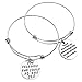 Bassion 2 Sets Silver Plated Stainless Steel Metal Inspirational Bracelets Engraved Motivational Round Charm Pendant Expandable Adjustable Bracelets Bangle Gift for Women Men