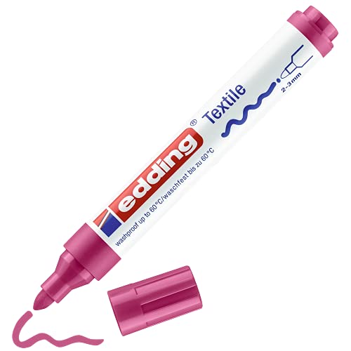 edding 4500 Textile Marker - Carmine red - 1 Pen - Round Nib 2-3 mm - Permanent…