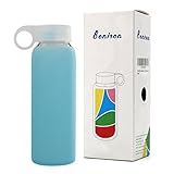 (Limited Time Promotion) Bonison Durable Glass Water Bottle with Soft Colorful Silicone Sleeve (Buy Now! Ending Soon!)