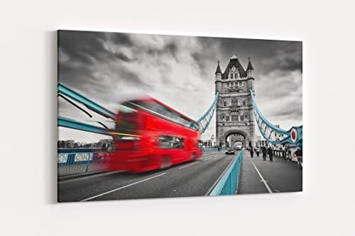 London Bridge Print Black and White Canvas Wall Art Decor (17"W x 11"H, London Bridge)