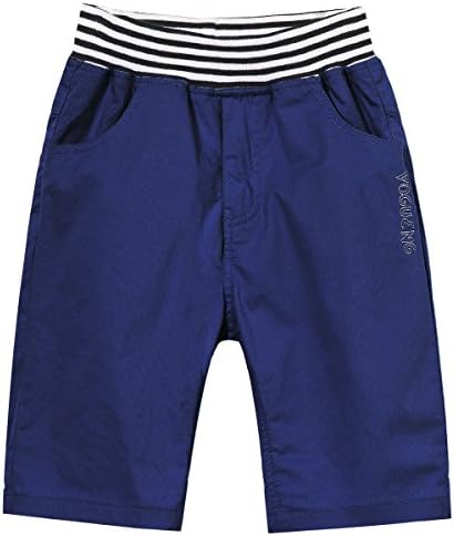 BYCR Boys' Solid Color Cotton Elastic Waist Shorts for Kids No. 7172100792 (160 (US Size 12), Navy)