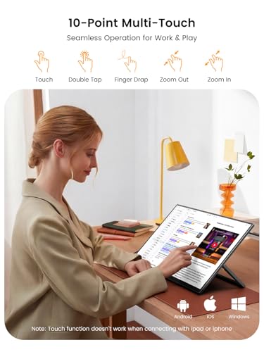 UPERFECT Monitor Touchscreen Portatile 15,6", Batteria 8000mAh, Touch Screen 10 Punti, Display FHD 1080P HDR, Tastiera Bluetooth Pieghevole e Custodia Protettiva per PC, Telefono, Switch, PS-4/5, Xbo