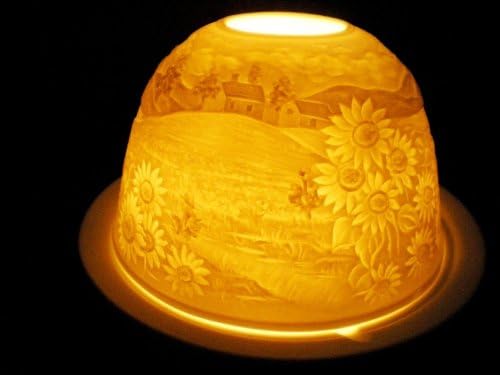 Sunflower Tealight Holder Porcelain Summer Meadow Village Scented Tealight Candle Organza Gift Bag