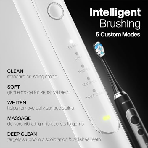 Aquasonic - Duo Series PRO UV Electric Toothbrush | ADA Accepted Electric Toothbrushes with UV Sanitizer | Inductive Charging Base | 5 Modes with Smart Timers | 10 Proflex Brush Heads & 2 Travel Cases