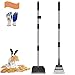 Niubya Poop Scooper for Dogs, Tray and Rake Set with Adjustable Long Handle Metal for Pet Waste Removal, 2 Pack, Black