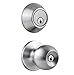 LOKĖT, AMG and Enchante Accessories Combo Entry Ball Door Knob and Deadbolt Lock Set, AMC006S2-SS, Stainless Steel