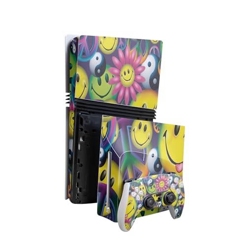 Skin Compatible with PlayStation 5 Pro Bundle + Disc Drive for PS5 - Peace Smil…