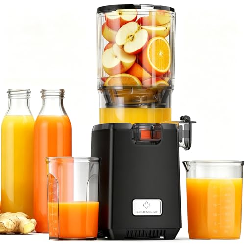 LINKChef Slow Cold Juicer Extractor, Opening 130 mm, Fruit and Vegetable Juice Extractor, Capacity 1.8 L, 250 W Slow Juicer Machine with Reverse Function, Easy to Clean, BPA Free