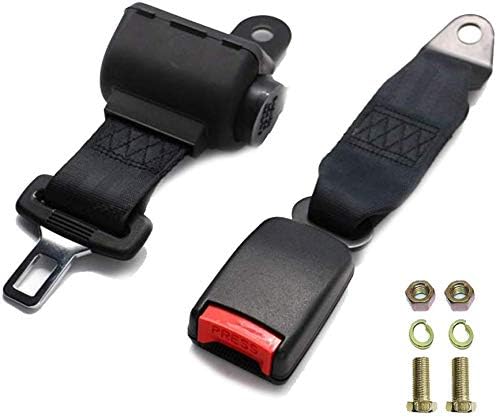 FIREDOPE 2 Point Adjustable Retractable Seat Safety Belt Harness Kit Single Double Seat Lap Seatbelt Universal for Go Kart UTV Buggie Club Vehicle Truck Black