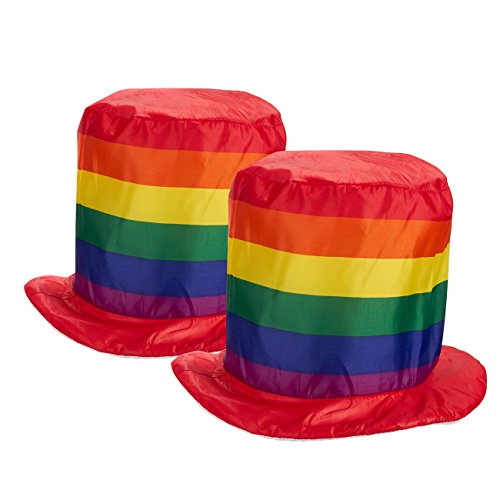 image for Juvale Rainbow Top Hat - 2-Pack Party Hat Clown Costume Accessories, P