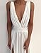 Maketina Womens Sexy Deep V Neck Backless High Slit Flowy Long Evening Dress White S