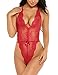 Avidlove Teddy Lingerie for Women One Piece Babydoll Lace Bodysuit Romper Dark Red M