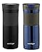 Contigo Snapseal Vacum Insulated Stainless Steel Travel Mug, 20-Ounce, Matte Black/Placid blue, 2-Pack