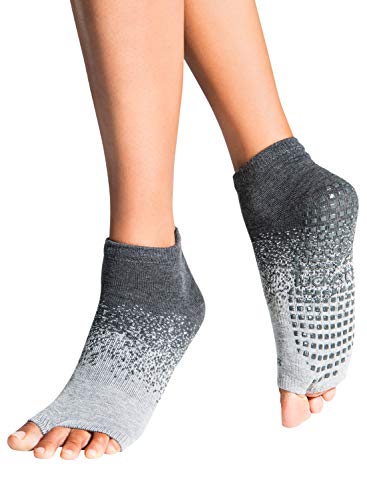 Yoga Socks for Women Non Slip, Toeless Non Skid Sticky Grip Sock - Pilates, Barre, Ballet (Glacial Moraine)