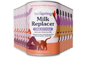 TAILSPRING Milk Replacer for Kittens, Liquid, Ready-to-Feed, Made with Whole Goat Milk 12 Fl Oz (Pack of 12)