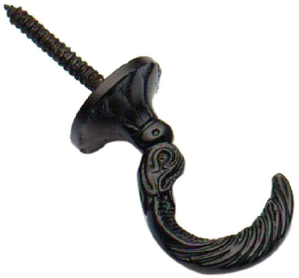 Merriway® BH01640 (2 Pcs) Egyptian Curtain Drapery Hold Back Tie Back Hooks, 45mm (1.3/4 inch) Black - Pack of 2 Pieces