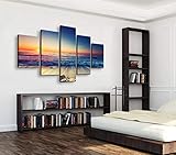 Cao Gen Decor Art-AS40139 5 panels Framed Wall Art Waves Painting on Canvas