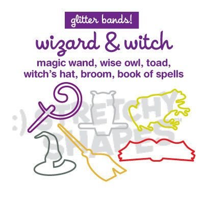 Stretchy Shapes Shaped Rubber Bands Bracelets 24Pack Wizard Witch