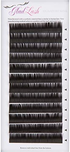 Double Layered Signature Mink Eyelash Extensions by Glad Lash | 12mm C Curl + 14mm D Curl Stacked Lashes | 0.07mm Thickness | Dramatic Multi-Dimensional Look | Synthetic Mink | 100% Vegan Professional