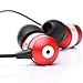 GOgroove Earbud Headphones with Deep Bass & Comfortable Ear Gel Tips (Red) - In Ear Earphones Featuring Noise Isolating Design, Durable Alloy Driver Housing, & Ergonomic Angled Stay-In Fit