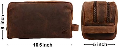 Genuine Leather Travel Toiletry Bag - Dopp Kit Organizer By Rustic Town (Dark Brown) 2 Genuine Leather Travel Toiletry Bag - Dopp Kit Organizer By Rustic Town (Dark Brown)