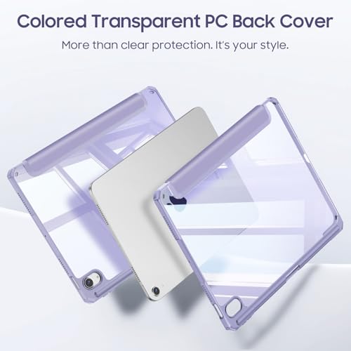 FINTIE Case for iPad Air 11 Inch M4/M3/M2 (2026/2025/2024) and iPad Air 5/4 10.9 Inches (2022/2020) – [Stylus Holder] Clear Transparent Shockproof Case, Lilac
