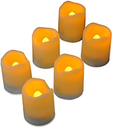 Pansdore Round Melted Edge Votive Flameless LED Candles with Remote Control Tea light Candles Set of 6