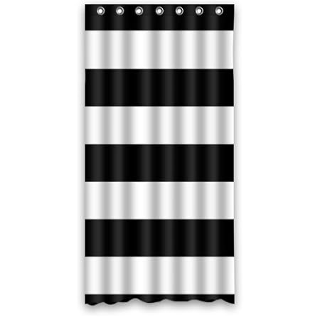 Classic Black And White Horizontal Stripes Polyester Fabric