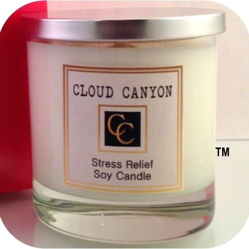 Stress Relief In a Glass*100% Designer Soy Candle from Cloud Canyon in an 8oz Reusable Quality Heavy Glass Bottom Tumbler with 60-80 hours of clean, even burn time*Lead Free Cotton Wick*Eco-Friendly