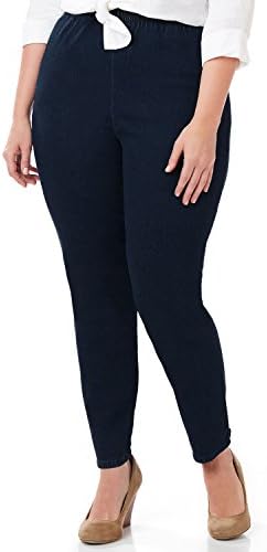 Symbidium Women's Plus-Size Easy Fit Elastic Waist Pull-On Jeans Essential Denim Pants Classic Collection Dark Wash 4X