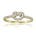 Yellow Gold Flashed Sterling Silver Cubic Zirconia Love Knot Promise Ring, Size 6