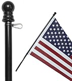 American Signature 6 ft Aluminum Tangle Free Spinning Flag Pole with Carabiners - New Enhanced Design Outdoor Wall Mount Flag Pole for Residential or Commercial (Black, 6')