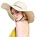 Womens Floppy Straw Hat Wide Brim Foldable Beach Cap Sun Hat for Women UPF 50+ Cd14-beige