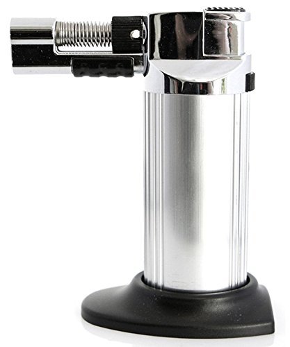 Katzs Tornado Jet Cigarette Cigar Torch Gun (Silver Table Top Torch)