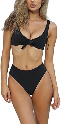 Kumer Women’s Sexy Tie up Knot High Waist Swimsuit Two Pieces Thong Bandage Swimwear Bikini Set